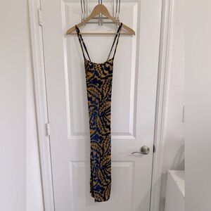 Blue dress open cross back